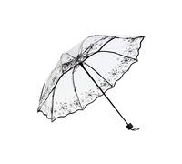 SERUMY Transparenter Regenschirm Transparenter Regenschirmfaltungsschirm Automatische Regenschirm Schwarze Druckserie Transparenter Regenschirm-C