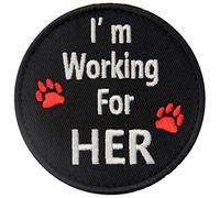 Service Hund Ich arbeite für sie I'm Working For Her Westen/Geschirre Bestickter Aufnäher mit Haken- und Flauschbänder