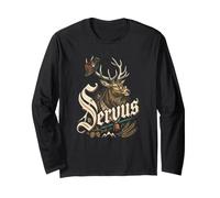 Servus Hirsch Mit Trachtenhut Sonnenbrille Bayern Spruch Langarmshirt