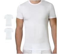 SES 2er Pack Unterhemden mit Rundhalsausschnitt Weiß XL/Basic T-Shirt aus 95% Baumwolle & 5% Elasthan/enganliegendes Herren T-Shirt & Business Unterhemd weiß Kurzarm