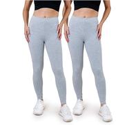 SES blickdichte Leggings Damen Baumwolle 2er Pack 32-34 grau meliert