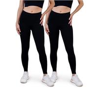 SES blickdichte Leggings Damen Baumwolle 2er Pack 48-50 schwarz - Baumwoll Leggings Damen lang mit Perfekter Passform & Komfort für vielfältige Looks