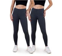 SES blickdichte Leggings Damen Baumwolle 2er Pack 52-54 anthrazit meliert - Baumwoll Leggings Damen lang mit Perfekter Passform & Komfort für vielfältige Looks