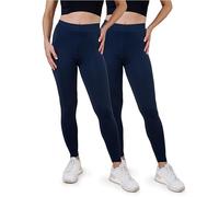 SES blickdichte Leggings Damen Baumwolle 2er Pack 52-54 Navy Blue - Baumwoll Leggings Damen lang mit Perfekter Passform & Komfort für vielfältige Looks