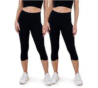 SES Capri Leggings Damen 3/4 Lang 2er Pack - 32-34 bis 56-58 aus Baumwolle | blickdichte, elastische Capri-Leggings mit weichem Bund und perfekter Passform - aus Baumwolle mit Elasthan für jeden Tag