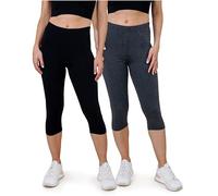 SES Capri Leggings Damen 3/4 Lang 2er Pack - 32-34 bis 56-58 aus Baumwolle | blickdichte, elastische Capri-Leggings mit weichem Bund und perfekter Passform - aus Baumwolle mit Elasthan für jeden Tag