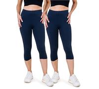 SES Capri Leggings Damen 3/4 Lang 2er Pack - 32-34 bis 56-58 aus Baumwolle | blickdichte, elastische Capri-Leggings mit weichem Bund und perfekter Passform - aus Baumwolle mit Elasthan für jeden Tag