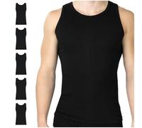 SES Feinripp Unterhemd Herren 5er Pack schwarz 4XL / figurbetontes Tank Top Herren aus 100% Baumwolle/Herren Unterhemden mit körpernaher Passform
