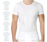 SES Herren Unterhemd Feinripp 4er Pack M - Kurzarm Unterhemden 100% Baumwolle, Weiß - Kochfest & Atmungsaktiv - Basic T-Shirt Herren mit Perfekter Passform