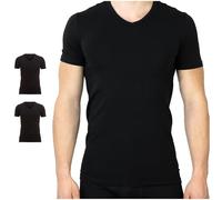 SES Herren Unterhemden mit V-Ausschnitt 2er Pack S bis XXL aus Baumwolle | enganliegendes Basic TShirt Herren aus 95% Baumwolle & 5% Eleastan - hochwertiges Herren T-Shirt & Business Unterhemd