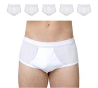 SES Herren Unterhosen 5er Pack mit Eingriff weiß 4XL - 100% Baumwolle, Atmungsaktiv & Hautfreundlich - Weicher, Elastischer Bund - Bequeme Doppelripp Slips, Kochfest bis 95°C