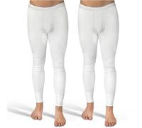 SES Lange Unterhosen Herren Doppelripp 2er Pack 3XL mit Eingriff & Weichbund aus Baumwolle/Bequeme Unterhosen Männer lang/weiße Herren Unterhosen langes Bein