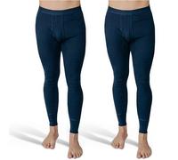 SES Lange Unterhosen Herren Feinripp 2er Pack 4XL mit Eingriff & Weichbund aus Baumwolle/Bequeme Unterhosen Männer lang/Marine-Farben Herren Unterhosen langes Bein