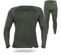 SES Thermounterwäsche Herren Set M Olive - Atmungsaktive & Langlebige Thermowäsche aus Baumwolle - Wärme & Komfort für Winter, Ski & Outdoor