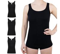 SES Unterhemden Damen 3er-Pack 34 Schwarz aus 100% Baumwolle - Unterhemd Mit Weicher Feinripp-Qualität - Basic Tops oder Tank Top als Unterhemd