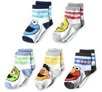 Sesame Street Unisex Baby 5 Pack Crew Lssige Socken, Graue Streifen, 2-4 Jahre