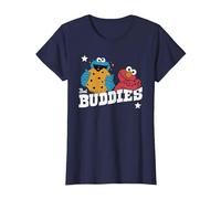 Sesame Street Best Buddies Elmo and Cookie, Sesamstrasse T-Shirt, Damen, Marineblau, XL