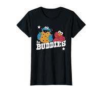 Sesame Street Best Buddies Elmo and Cookie, Sesamstrasse T-Shirt, Damen, Schwarz, 3XL