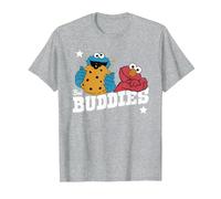 Sesame Street Best Buddies Elmo and Cookie, Sesamstrasse T-Shirt, Herren, Grau Meliert, L
