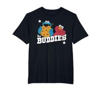 Sesame Street Best Buddies Elmo and Cookie, Sesamstrasse T-Shirt, Herren Große Größen, Schwarz, 6X Tall