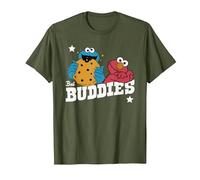 Sesame Street Best Buddies Elmo and Cookie, Sesamstrasse T-Shirt, Herren, Olivgrün, 3XL
