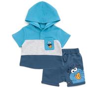 Sesame Street Cookie Monster Infant Baby Boys Pullover Hoodie and French Terry Shorts Blue Cookie Monster 18 Months