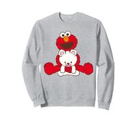 Sesame Street Elmo & Teddy, Sesamstrasse Sweatshirt, Unisex für Erwachsene, Grau Meliert, XL