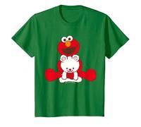 Sesame Street Elmo & Teddy, Sesamstrasse T-Shirt, Kinder, Dunkelgrün, 152