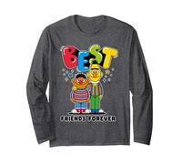 Sesame Street Ernie & Bert Best Friends, Sesamstrasse Langarmshirt, Unisex für Erwachsene, Anthrazit Meliert, S