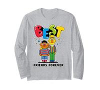 Sesame Street Ernie & Bert Best Friends, Sesamstrasse Langarmshirt, Unisex für Erwachsene, Grau Meliert, XL