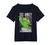 Sesame Street Oscar The Grouch Go Away T-Shirt, Damen Große Größen, Schwarz, 3X