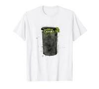 Sesame Street Oscar Watercolor, Sesamstrasse T-Shirt, Herren, Weiß, 6XL