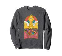 Sesame Street Psychedelic Big Bird Sweatshirt, Unisex für Erwachsene, Anthrazit Meliert, M