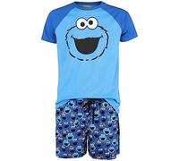 Sesame Street Sesamstraße Cookie Monster Männer Schlafanzug blau M 100% Baumwolle Fan-Merch, TV-Serien