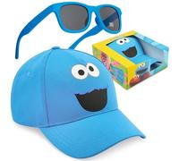 Sesamstraße Basecap und Sonnenbrille Jungen Kleinkind 2-6 Jahre, Cookie Monster Kinder Cap mit UV Schutz Kindersonnenbrille, Geschenke für Jungen (Blau Cookie Monster)