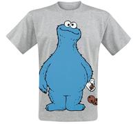 Sesamstraße Krümelmonster - Cookie Thief Herren-T-Shirt - grau meliert - Offizieller & Lizenzierter Fanartikel L