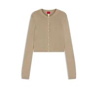 HUGO Verkürzte Strickjacke mit geripptem Detail hinten - Style Sessiry, 50561176 Hellbraun S