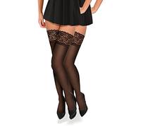 sesto senso 2 Paar Halterlose Feinstrümpfe 20 Den Strümpfe mit Spitze Damen Schwarz 3XL/4XL Black