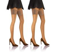 sesto senso 2 paar Halterlose Netzstrümpfe Spitzenstrümpfe Feinmaschige Strümpfe Spitze 3/4 M-L Modrak Blaue Farbe