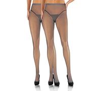 sesto senso 2 Paar Netzstrumpfhose Feinmaschig Sexy Damen Engmaschig Netzstrümpfe Grau 3/4 M/L Grey