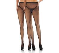 sesto senso 2 Paar Netzstrumpfhose Feinmaschig Sexy Damen Engmaschig Netzstrümpfe Schwarz 3/4 M/L Black