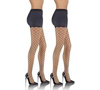 sesto senso 2 Paar Netzstrumpfhose Große Löcher Netzstrümpfe Hohe Taille Höschenteil Fishnet Strümpfe Dunkel blau Grande M/L 3/4 Granat