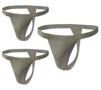 sesto senso 3 Paar Herren String Baumwolle Thong Slips Tanga Sport G-StringL Dunkelbeige