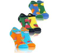 sesto senso 3 Paar Lustige Sneaker Socken Bunte Verrückt Baumwolle Süße Füßlinge Sneakersocken Gemusterte Obst Frucht Marmelade Orange Zitrone 35-38 SWEETS