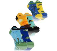sesto senso 3 Paar Lustige Sneaker Socken Bunte Verrückt Baumwolle Süße Füßlinge Sneakersocken Gemusterte Tiere Frosch Chamäleon Löwe 43-46 ANIMALS 2