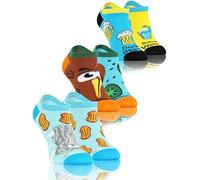 sesto senso 3 Paar Lustige Sneaker Socken Bunte Verrückt Baumwolle Süße Füßlinge Sneakersocken Gemusterte Bier Wasser Kiwi Elefant Erdnüsse 35-38 SNACKS