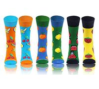 sesto senso 3 Paar Lustige Socken Bunte Verrückt Baumwolle Gemusterte Ungleiche Funny Socks Obst Frucht Marmelade Orange Zitrone 39-42 SWEETS