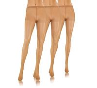 sesto senso 3 Paar Strumpfhosen Damen 20 den Dünn Durchsichtig Glatte Reißfest Feinstrumpfhose hautfarben Beige 2 Antylope