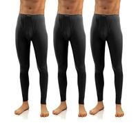 sesto senso 3er Pack Herren Thermounterhose - Lange Unterhose für Winter - Schwarz XXL