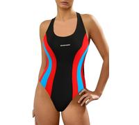sesto senso Badeanzug Damen Sport Einteiliger Blickdichter Schwimmanzug BW715 XL 40 42 Schwarz